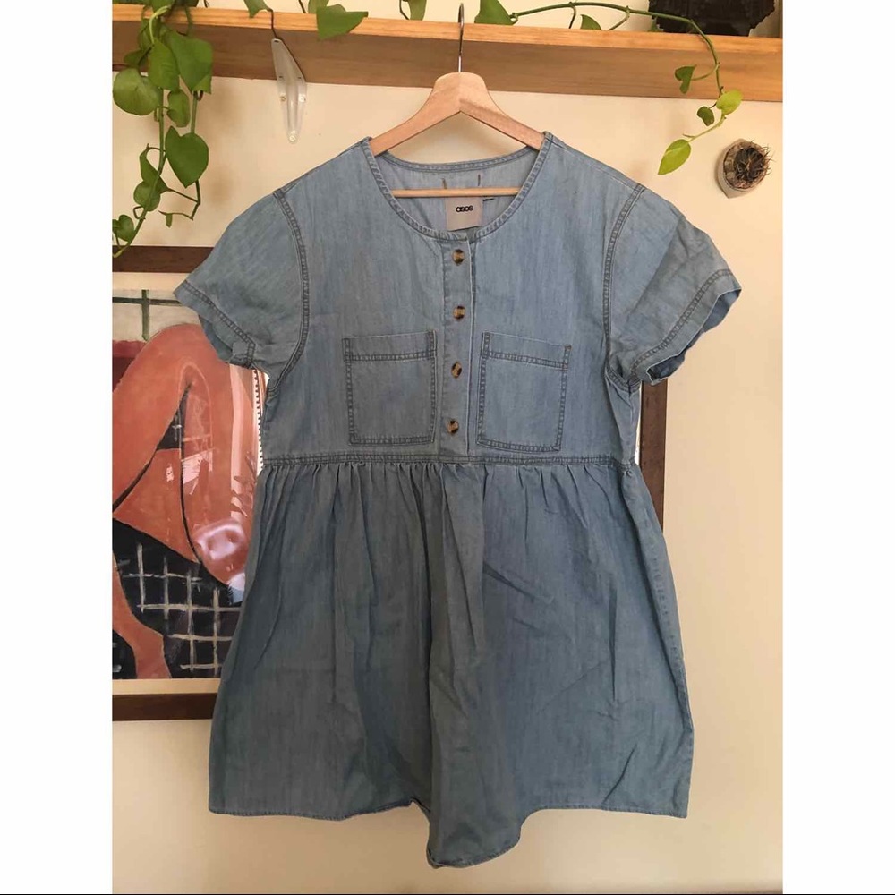 ASOS denim short sleeve smock dress